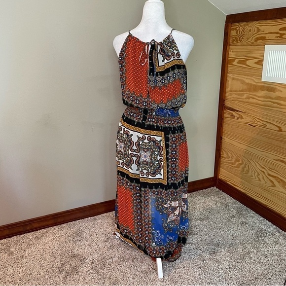 Sweet Storm Multicolor Sleeveless Patterned Maxi Dress Medium - Picture 3 of 10